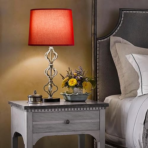 Burgundy Lamp Shade Medium Drum (11"×13"×10"-1 Pc / Burgundy Natural Faux Silk)