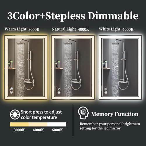 28 x 36'' Bathroom Mirror with Lights (28"L x 36"W)