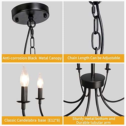 8 Light Black Farmhouse Chandelier (Black / 8 Light)