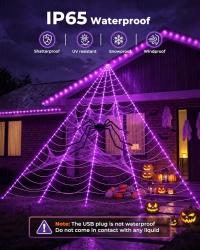Halloween Decorations Spider Web Lights