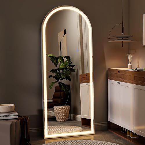 64"x21" LED Arched Mirror Full Length with Dimmable Lights (White / 64"L x 21"W)