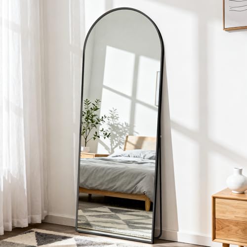 Arched Full Length Floor Mirror 56"x15" (Black-arched / 56"L x 15"W)