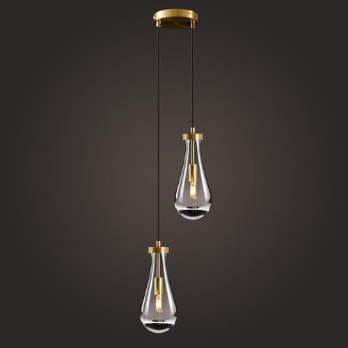Raindrop Pendant Light Fixtures of 2 Lights (Gold / 2 Head)