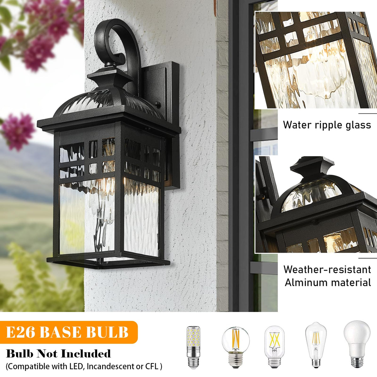 Porch Lights Outdoor Lighting Exterior Lighting Fixture (Black / 15 inch)