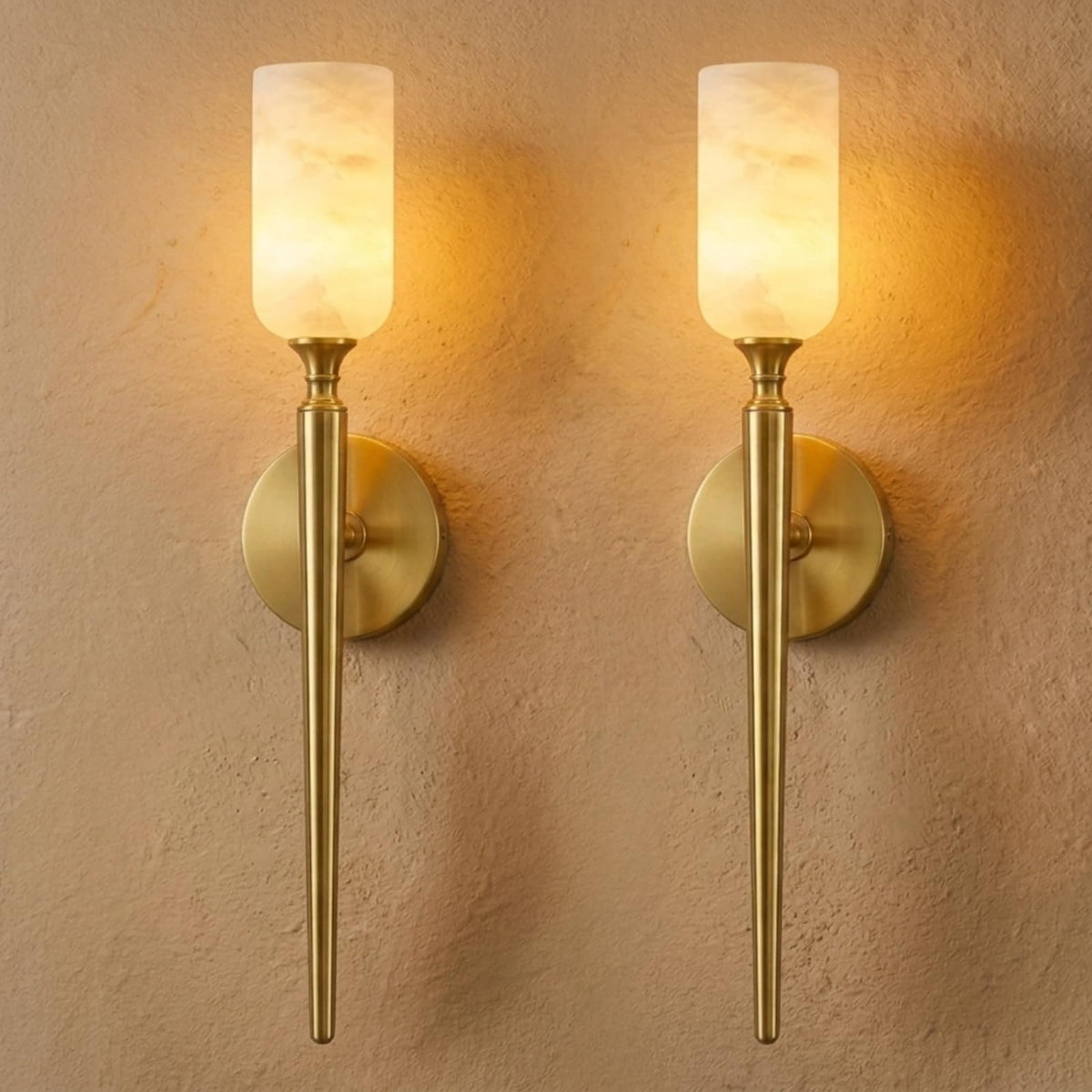 Alabaster Wall Sconces Set of 2