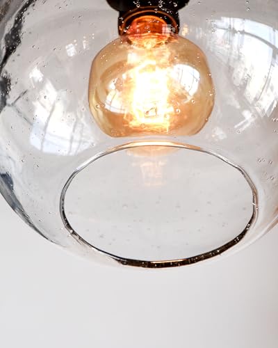 Pendant Lights Kitchen Island Glass Blown Lighting Modern Globe Seeded Brushed Nickle 7" Diam