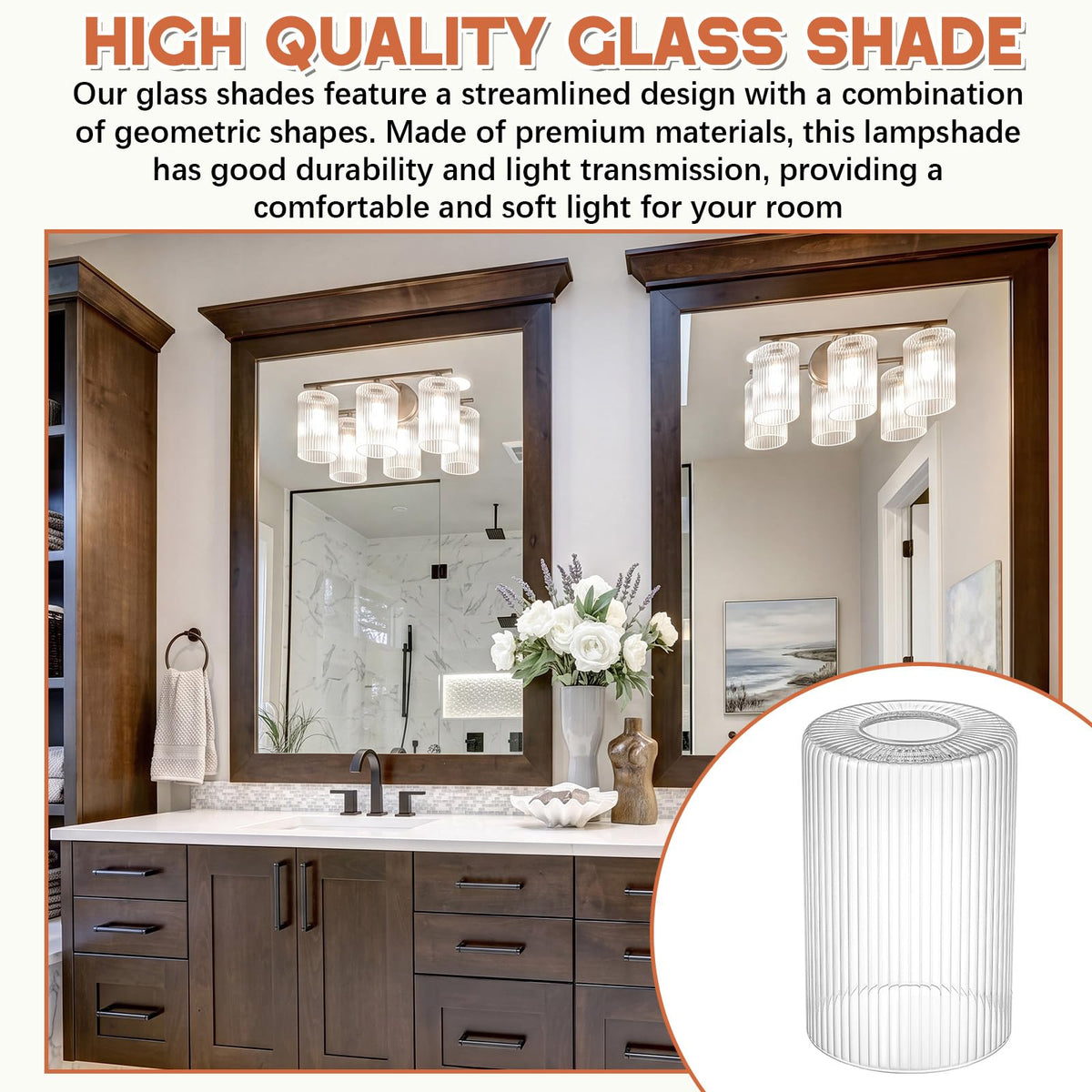 6 Pack Clear Ribbed Glass Lamp Shade 1 (Clear / Ribbed)