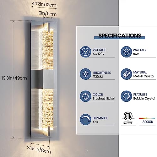 LED Wall Sconce Light (Nickel 19")