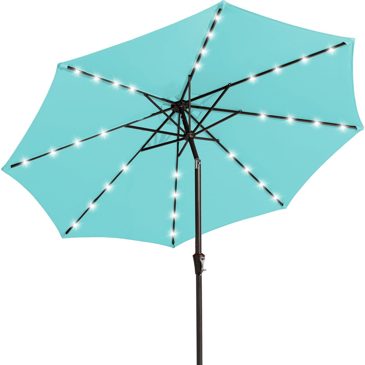 9' Patio Umbrella with Solar Lights (9 ft / Teal)