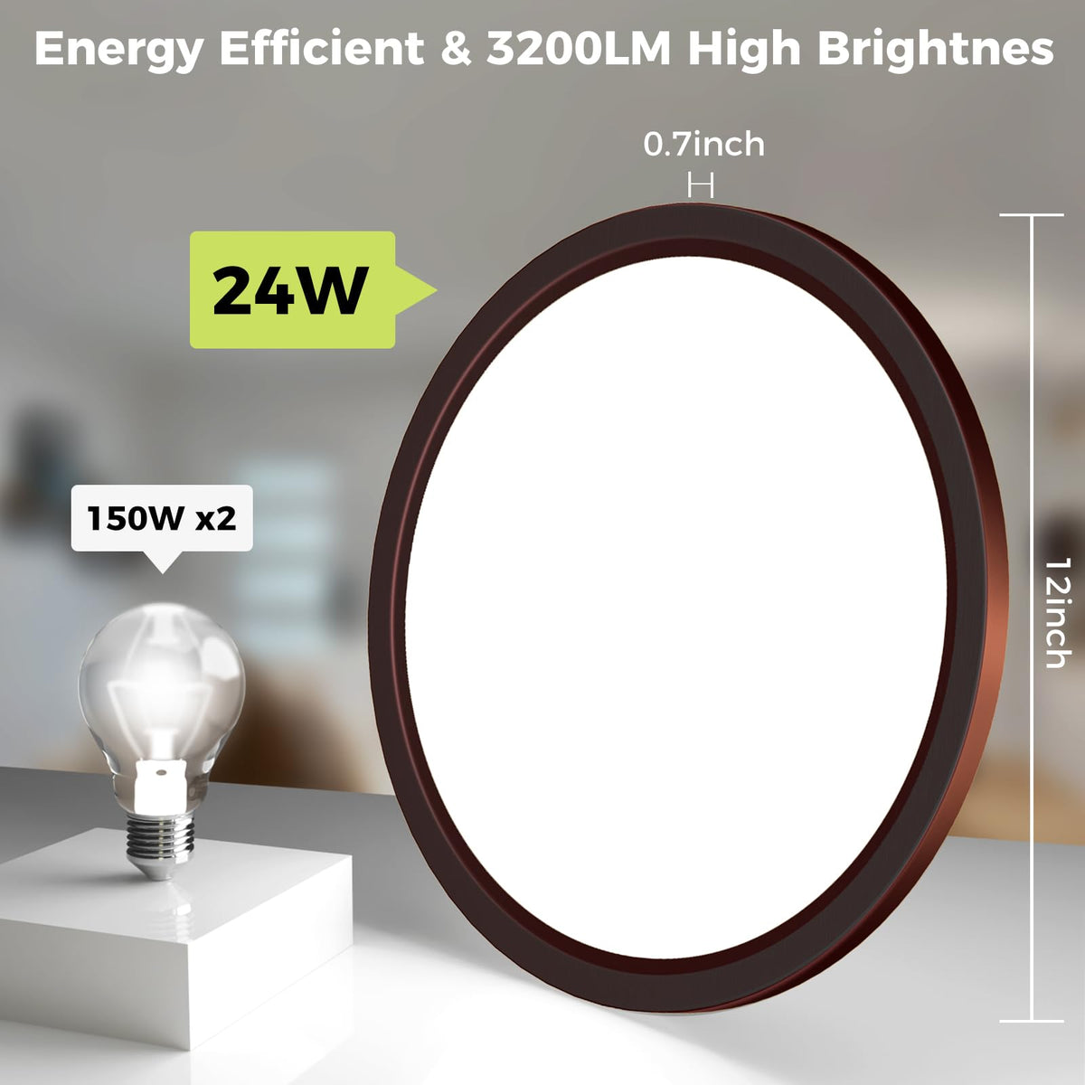2Pack LED Flush Mount Ceiling Light Fixture Oil Rubbed Bronze (Oil-Rubbed Bronze / 12Inch-2pack)