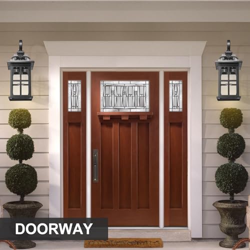 2pcs Large Outdoor Wall Light (Black-Seeded Glass / Large-2 Pack)