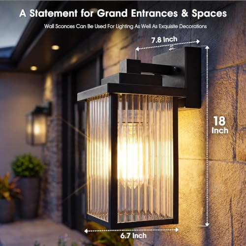 18" Dusk to Dawn Outdoor Wall Light (Black / 18''-1 Pack)