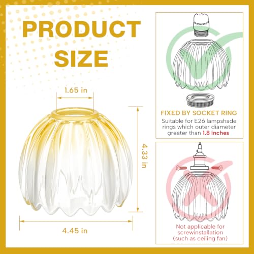 2 Pcs Glass Tulip Lamp Shade (Gradient Yellow)