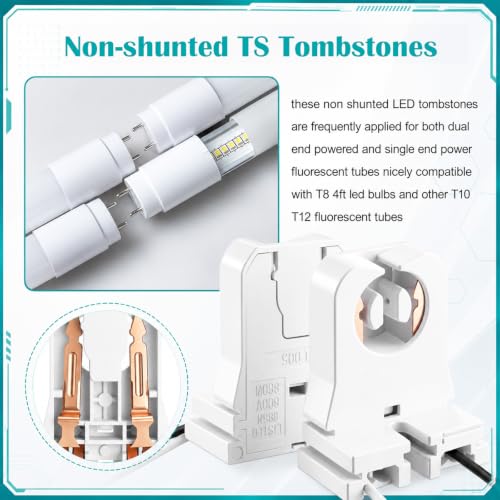 150 Pack Non Shunted LED Tombstones T8 T10 T12 Lamp Holder (with Wire)