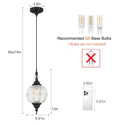 Black Farmhouse Pendant Light Fixture Island Pendant Lights 2 Pack (Black)