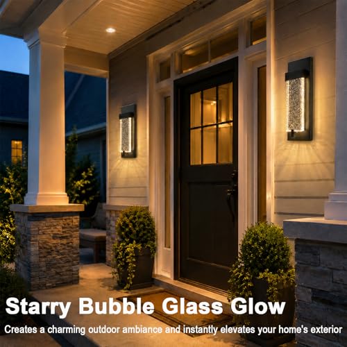 5CCT Bubble Glass Outdoor Wall Light (Black-1 Pack)