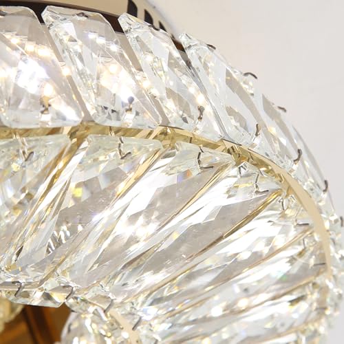 Modern Chandelier Bedroom Light Indoor LED Dimmable Lights Ceiling Chandeliers for Dining Room Kitchen Entryway Gold 25W LEDs Fixtures 2000 Lumens (Gold / W16")