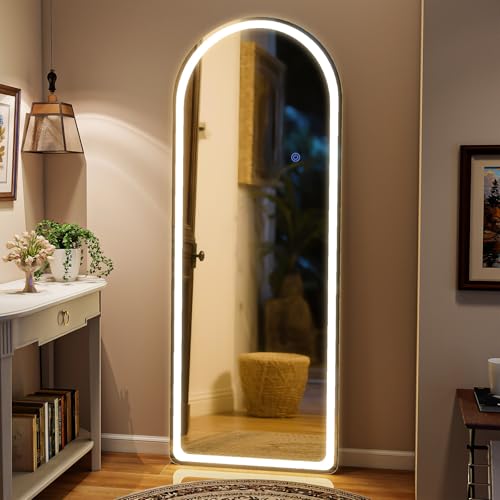 71"x26" LED Arched Mirror Full Length with Dimmable Lights (White / 71"L x 26"W)