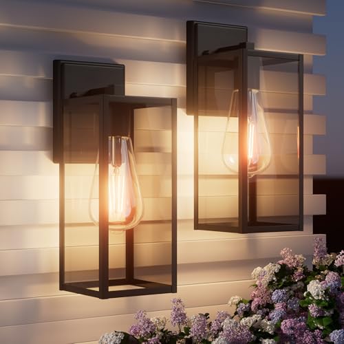 15'' Black Outdoor Front Porch Lights for Outside (Black / 14.8'')