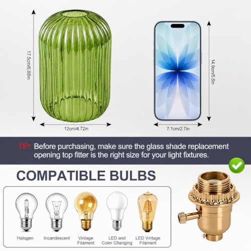 Tulip Lamp Shades Replacement (Green Cylindrical)