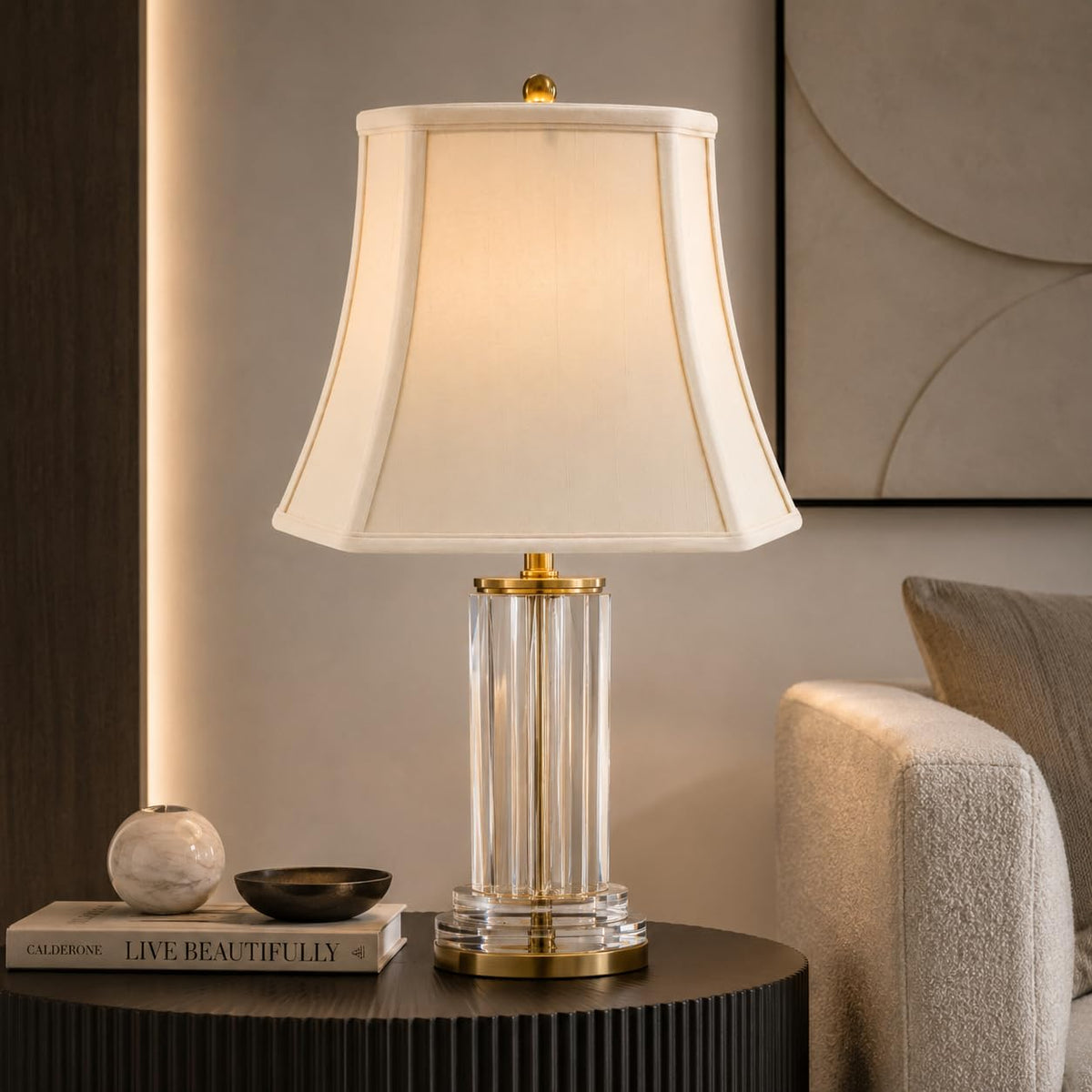 Royal Designs Rectangle Cut Corner Lamp Shade ((6x8) x (9x14) x 10.5 / Eggshell)