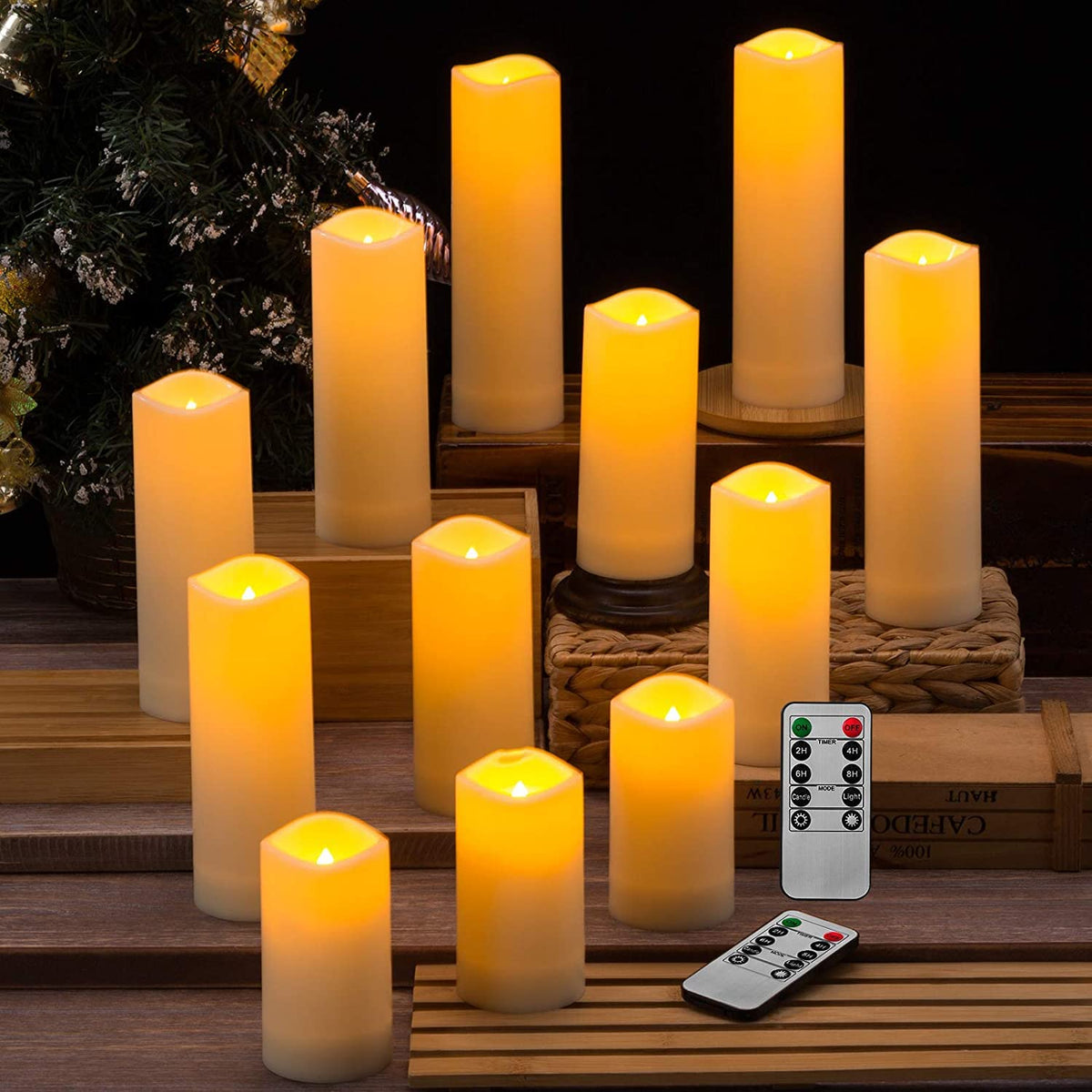 Waterproof LED Flameless Candles Battery Operated - 12 Pack, Ivory