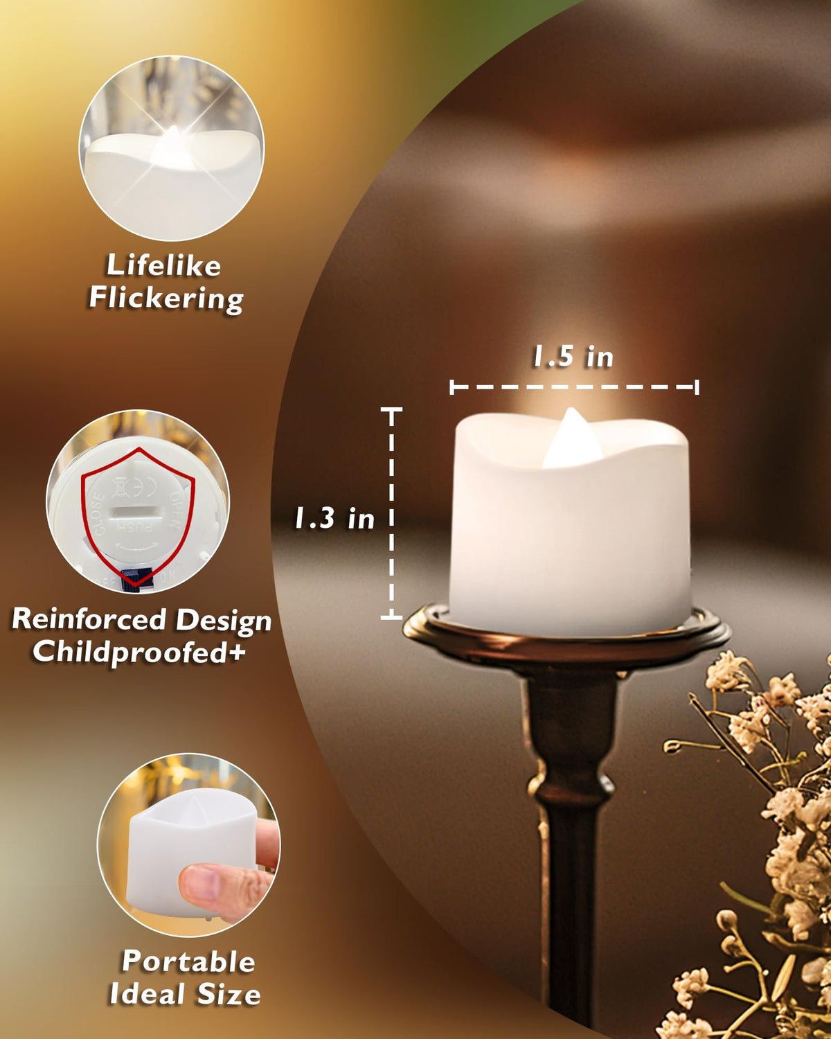 Flameless Tea Light Candles Battery Operated - 24 Pack, Cool White