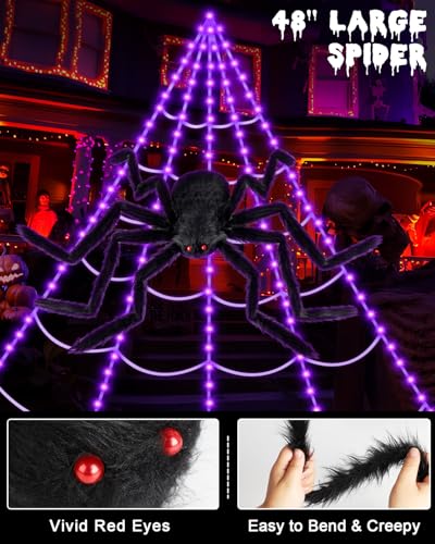 3D HD Dynamic Giant Spider Halloween Projector+Brighter Spider Webs Lights Set