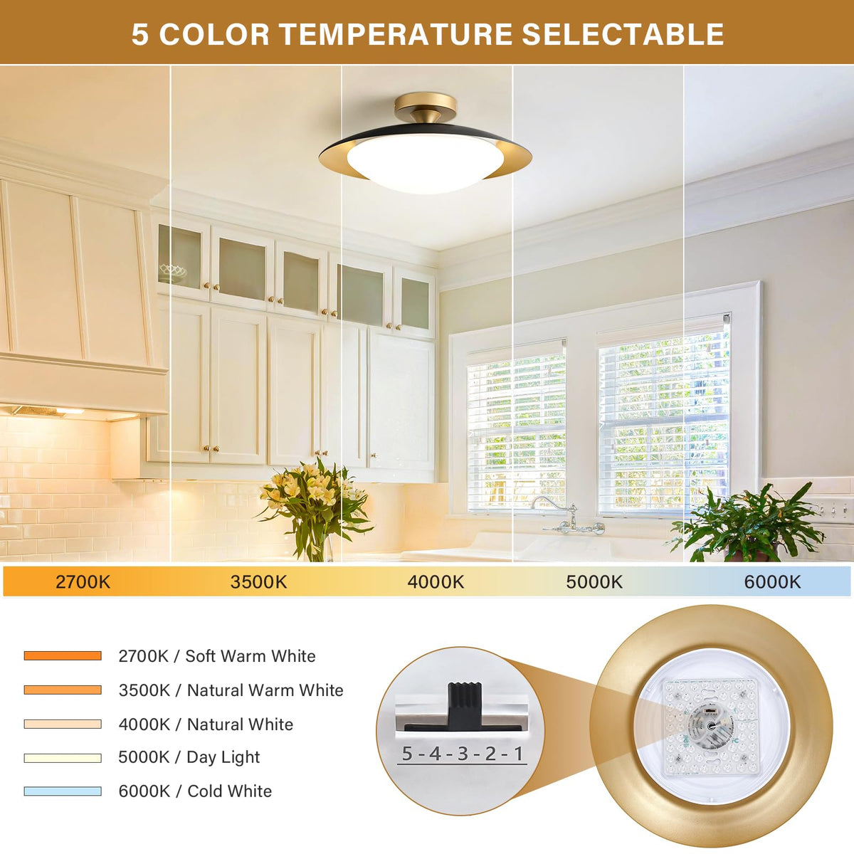 Dimmable Modern Mid (15.7IN / Black)