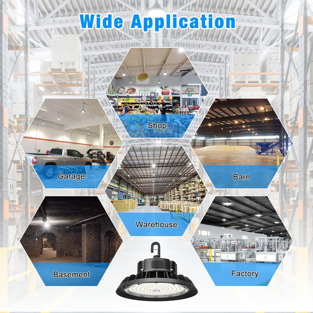15000LM Super Bright High Bay Lights 5000K (100W-4PACK-Black)