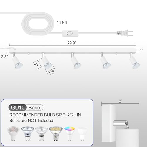 Plug in Track Lighting (White / 29" 5-Light Plug in Track Lighting)