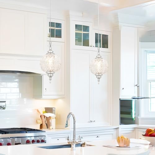 Pendant Lights Kitchen Island 2 Pack with Clear Glass