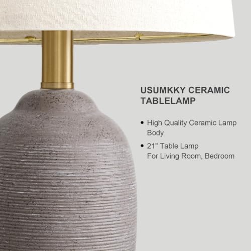 21" Vintage Ceramic Table Lamps Set of 2 for Bedroom Rustic Gray (21" Grey - 2 Pack)
