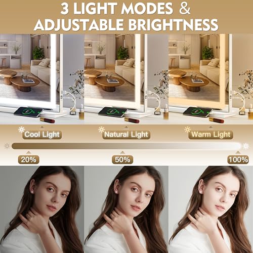 Vanity Mirror with Lights (White / 32"L x 22"W)