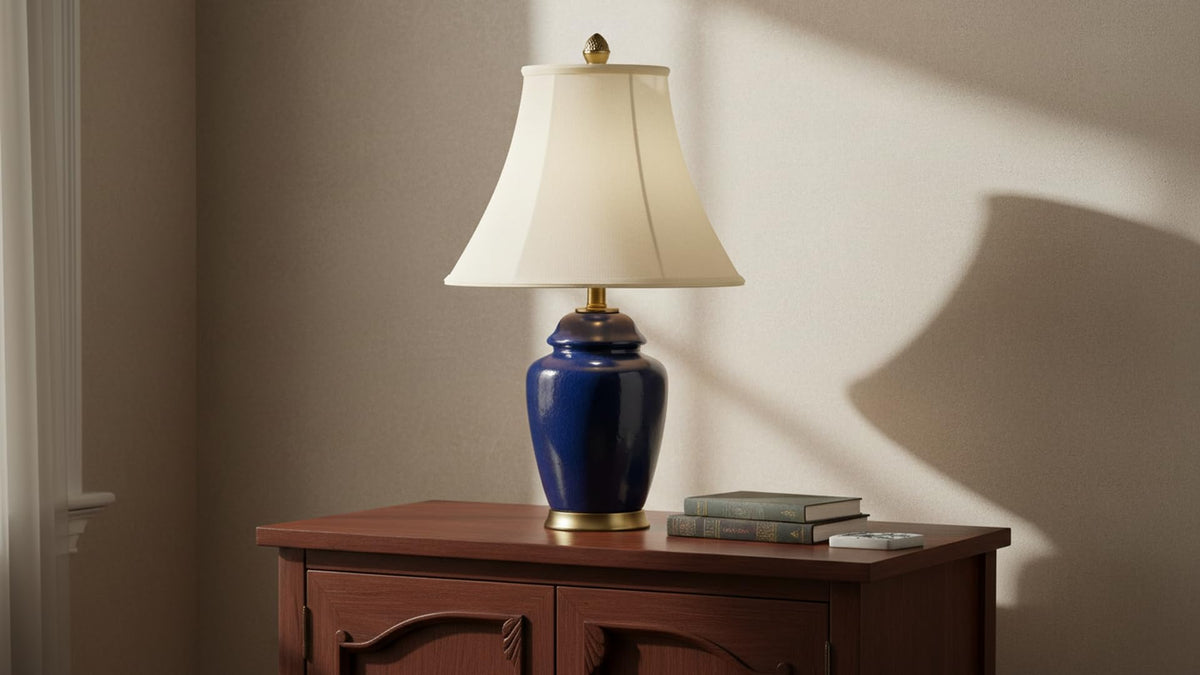 38004 2 Traditional Handsewn Bell Shaped Collapsible Spider Construction Lamp Shade in Cream