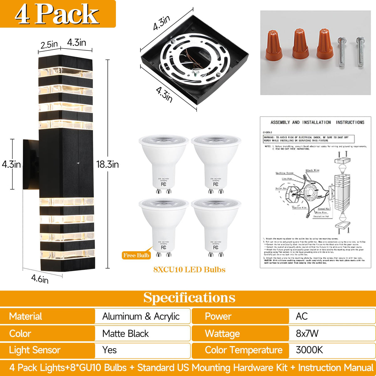 18.3 in Dawn to Dusk Outdoor Light Fixture (4-tier 18.3 Inches)