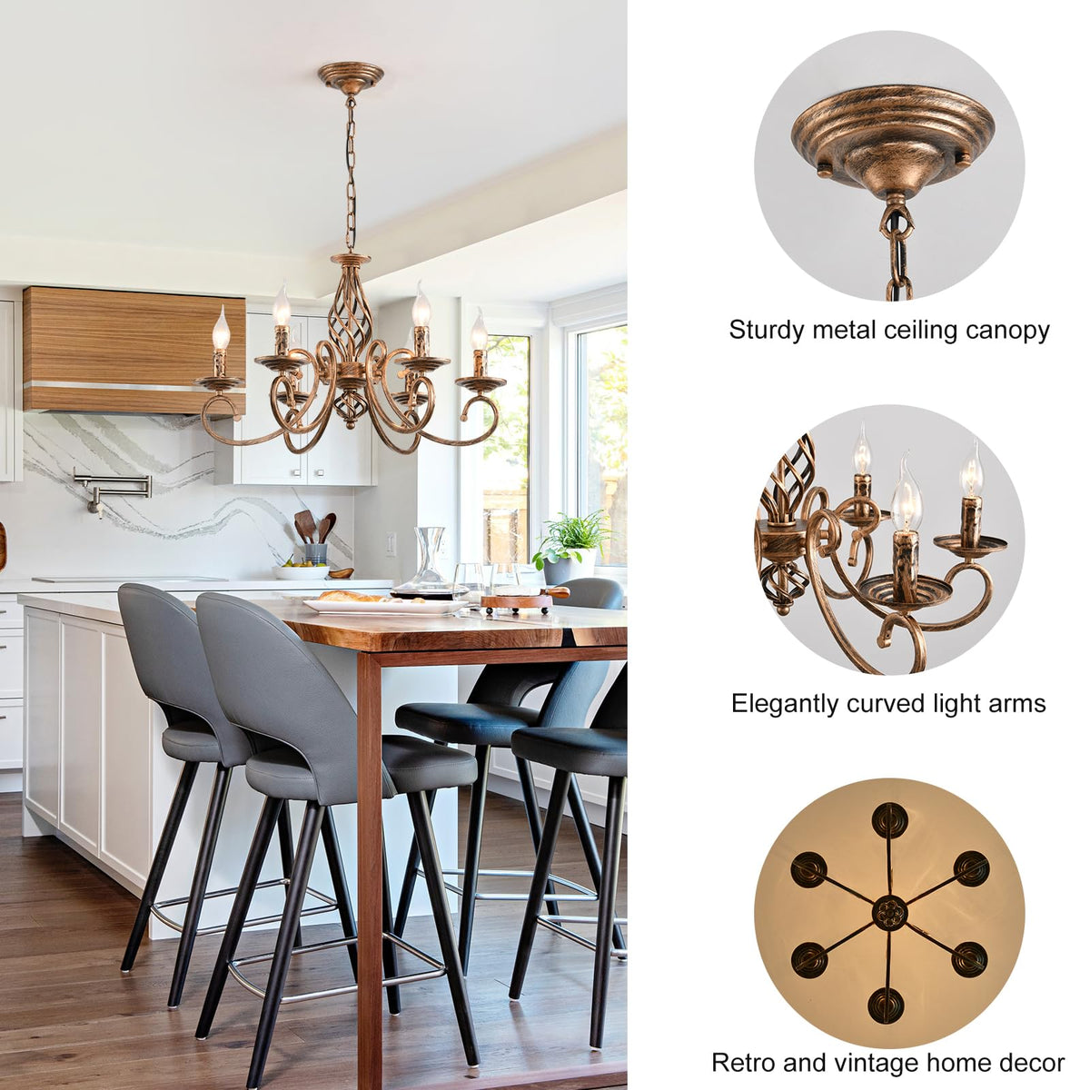 6 Light French Country Chandelier (Bronze/6 Lights)