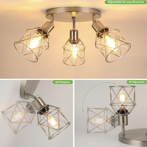 3 Light Track Lighting Fixture Ceiling Light Kitchen Brushed Nickel (Brushed Nickel / 3-Light-Cage)