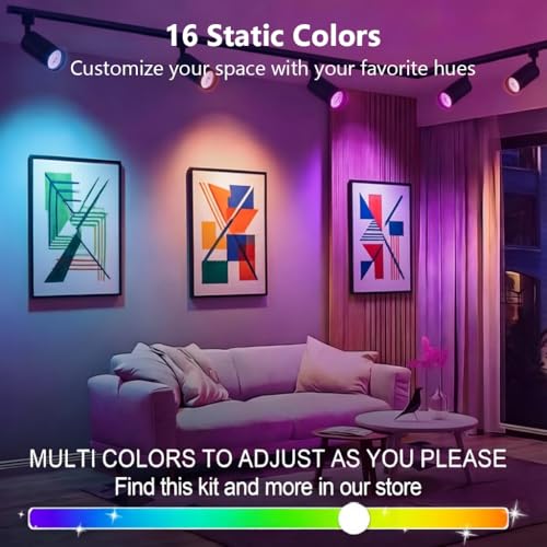 Plug in H Type LED Track Lighting Kits Dimmable RGB Ceiling Fixtures (Black RGB)