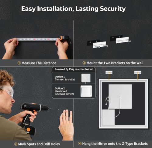 32"x32" LED Bathroom Mirror with Lights (Frontlit & Backlit / 32"L x 32"W)