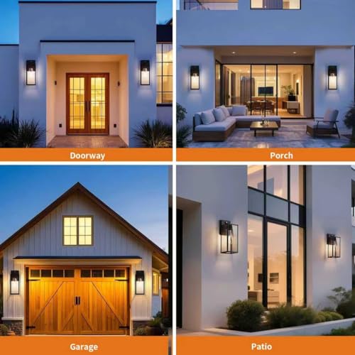 15'' Black Dusk to Dawn Outdoor Front Porch Lights for Outside (Black / Large-14.8'')