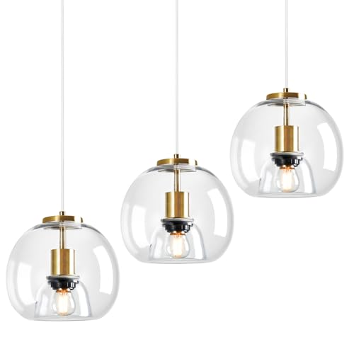 Clear Glass Pendant Lights Kitchen Island (Clear(7.87 in) / 3-Pack)