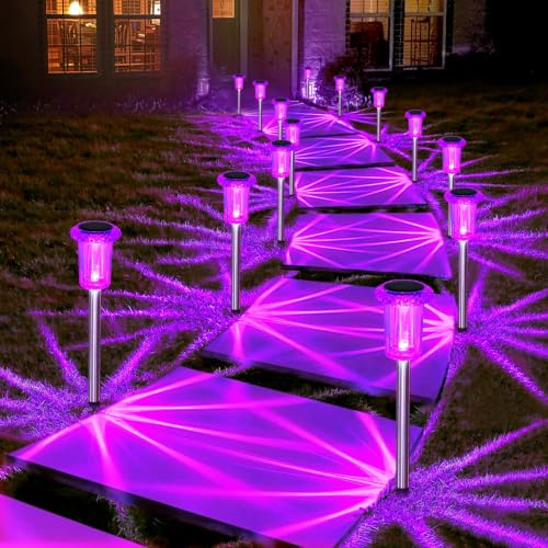 Solar Lights Outdoor Pathway Lights LED Waterproof Acrylic Lamp Head Stainless Steel Stake for Yard Garden Landscape Path Walkway Driveway Patio Lawn