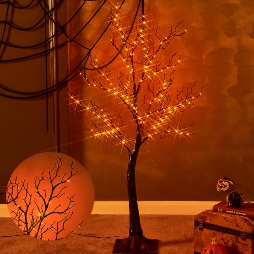 Halloween Tree Lights 150 Orange LED 4FT Plug in