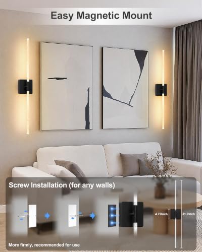 Set of Two Wall Sconces Battery Operated