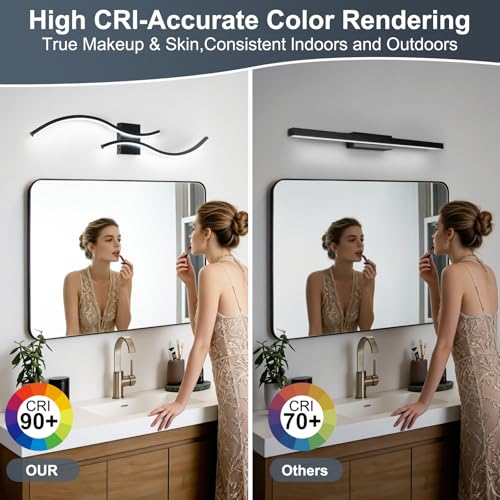 39in Bathroom Vanity Light Fixture (Black / 39inch)