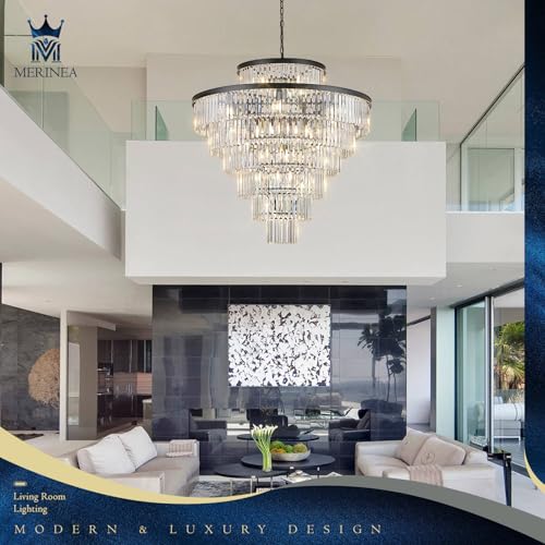 Black Crystal Chandeliers 28 Lights 40" Luxury Round Chandelier (Black / Extra Large-39.4”)
