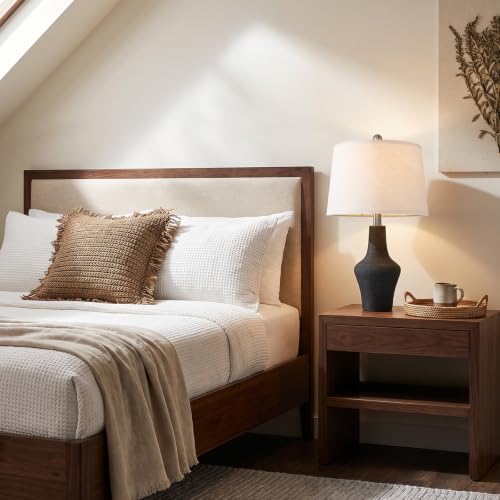 23" Farmhouse Ceramic Table Lamp Modern Bedside Lamps Matte Black (23.25" Single - Matte Black)