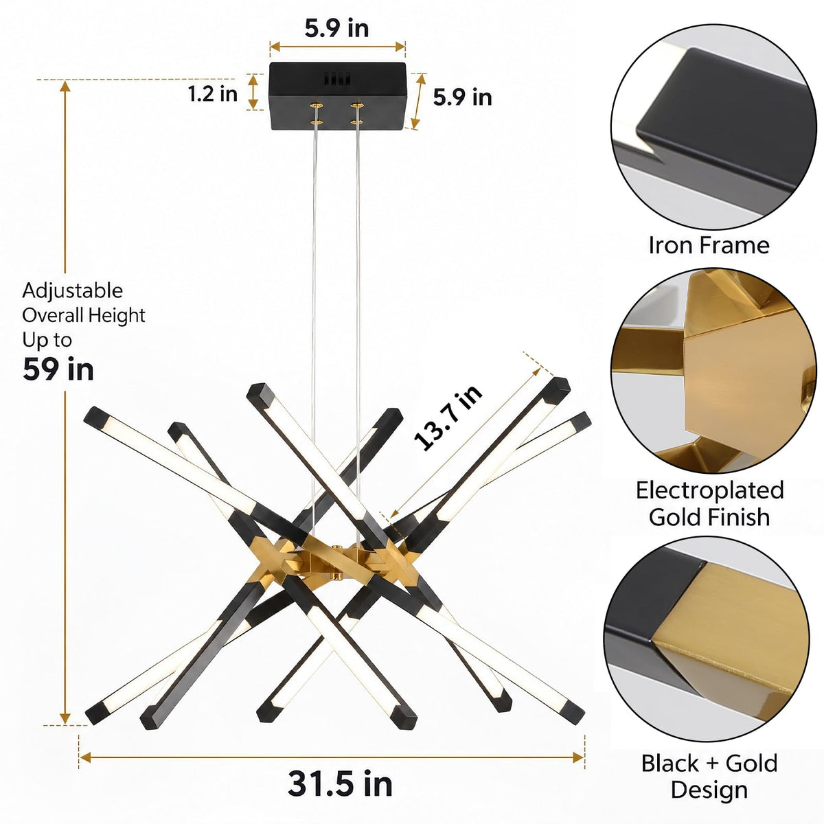 Modern LED Chandelier (12Head-Square Tube)