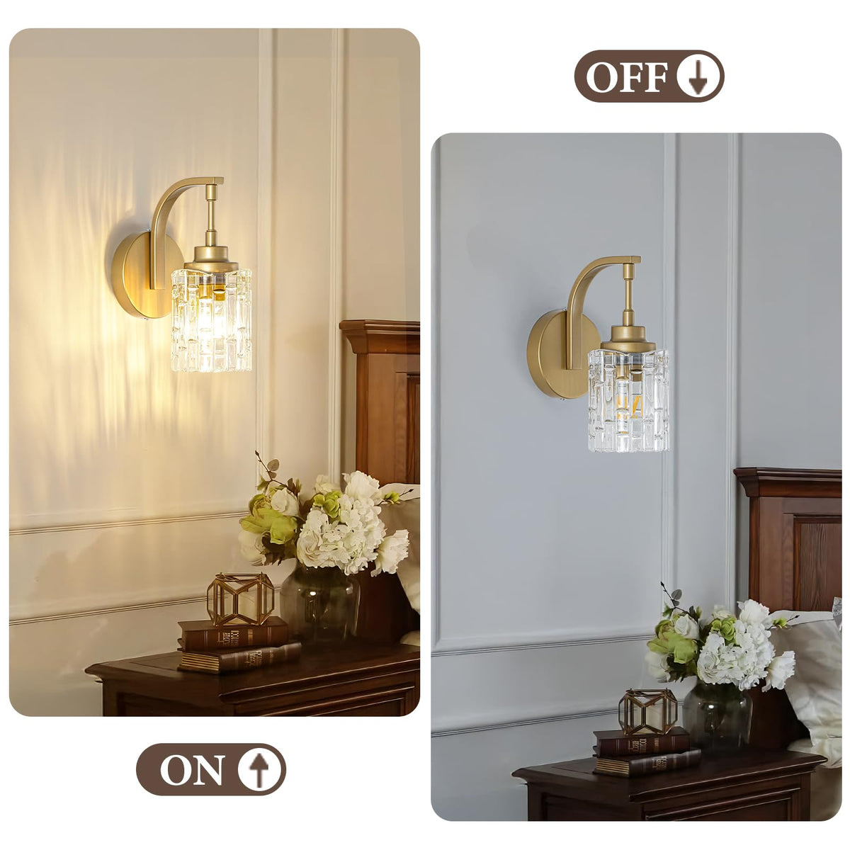 Gold Bathroom Wall Sconce Light (Brass)